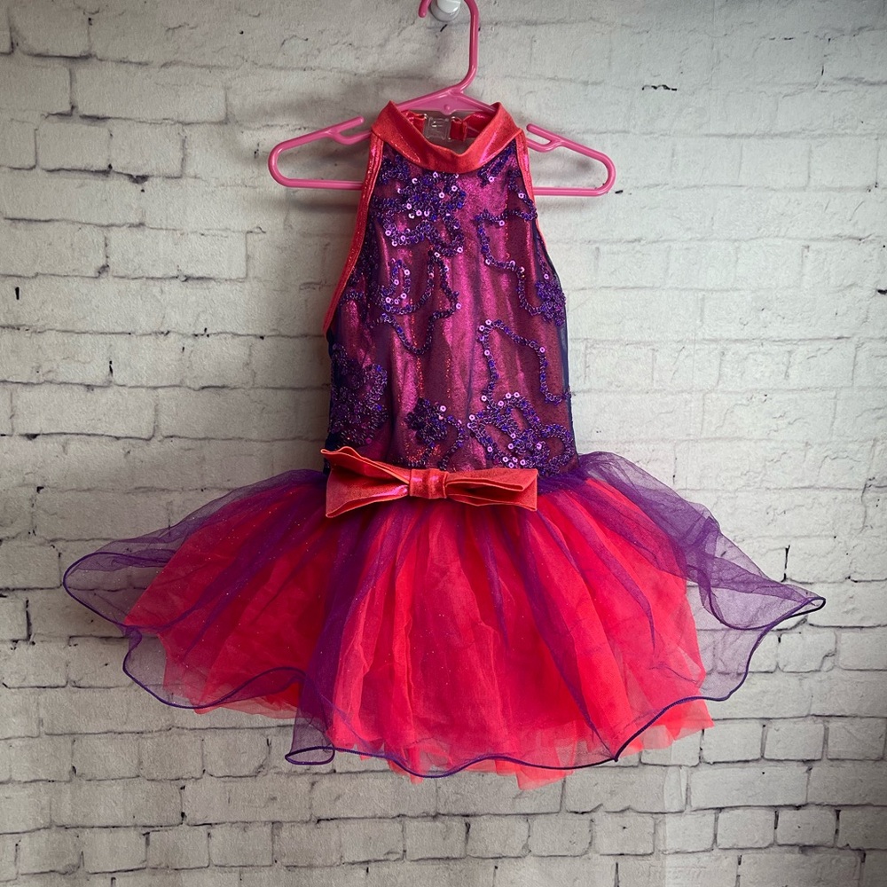 Curtain Call size CSM dance recital costume orange and purple